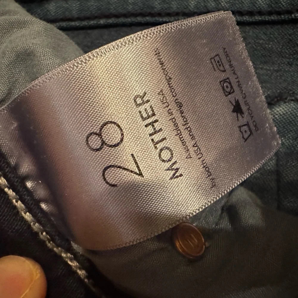 MOTHER The Insider Cropped Step Fray Jeans Size 28 Dark Wash High Waist Raw Hem